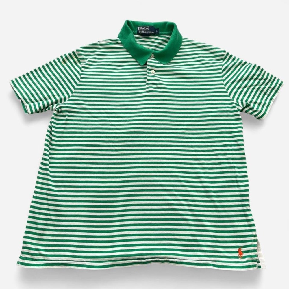 Vintage Polo Ralph Lauren green striped polo shirt Men's Size L